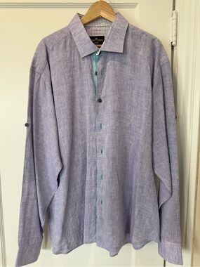 Bertigo - Lavender Linen Textured Long-Sleeve Dress Shirt - Lavender
